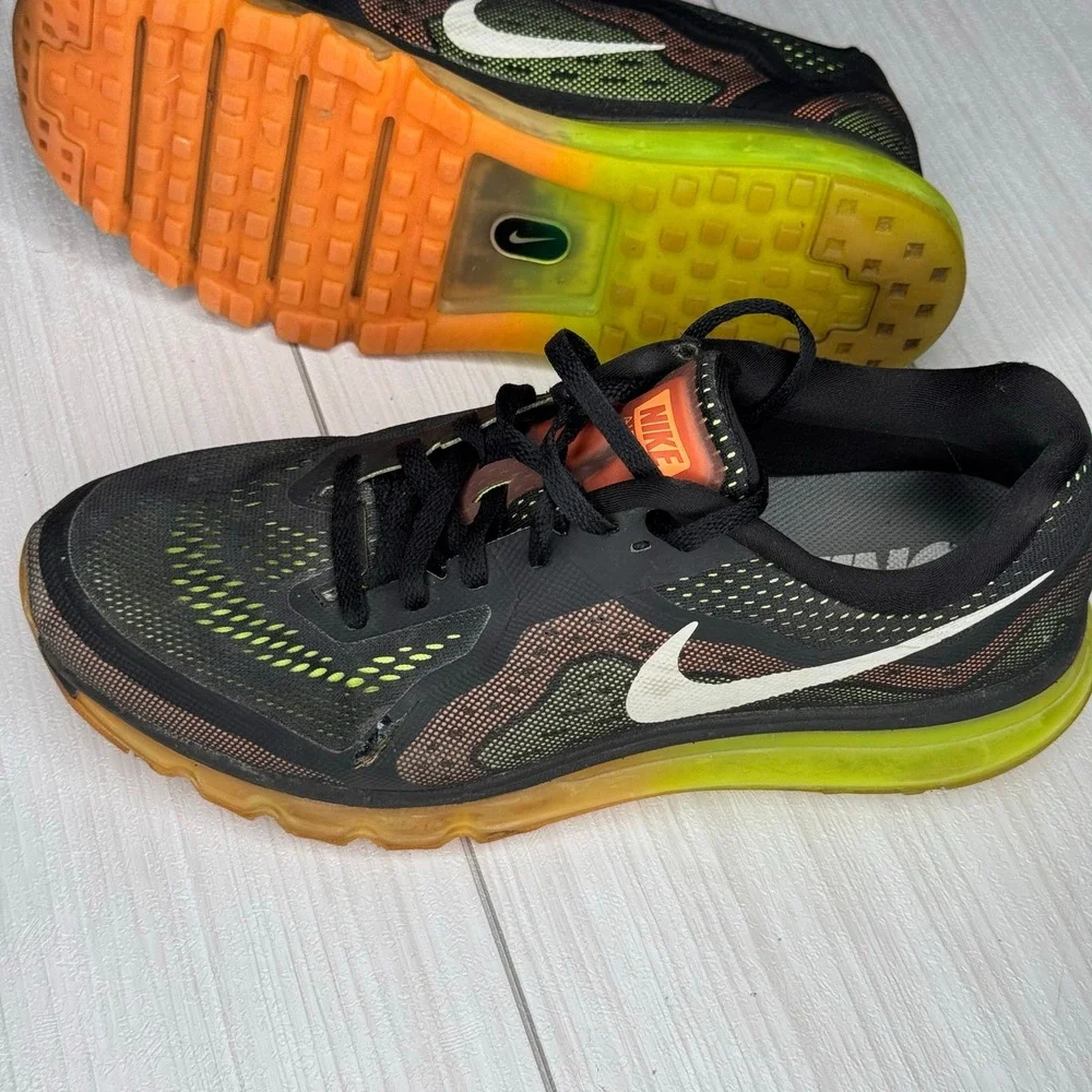 Nike Air Max 2014 Running Shoes‎ Black Green Orange White Sneakers Size 11